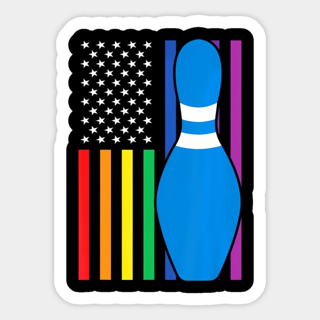 Gay Bowling LGBT  American Flag USA Pride Bowlers Sticker by mason artist